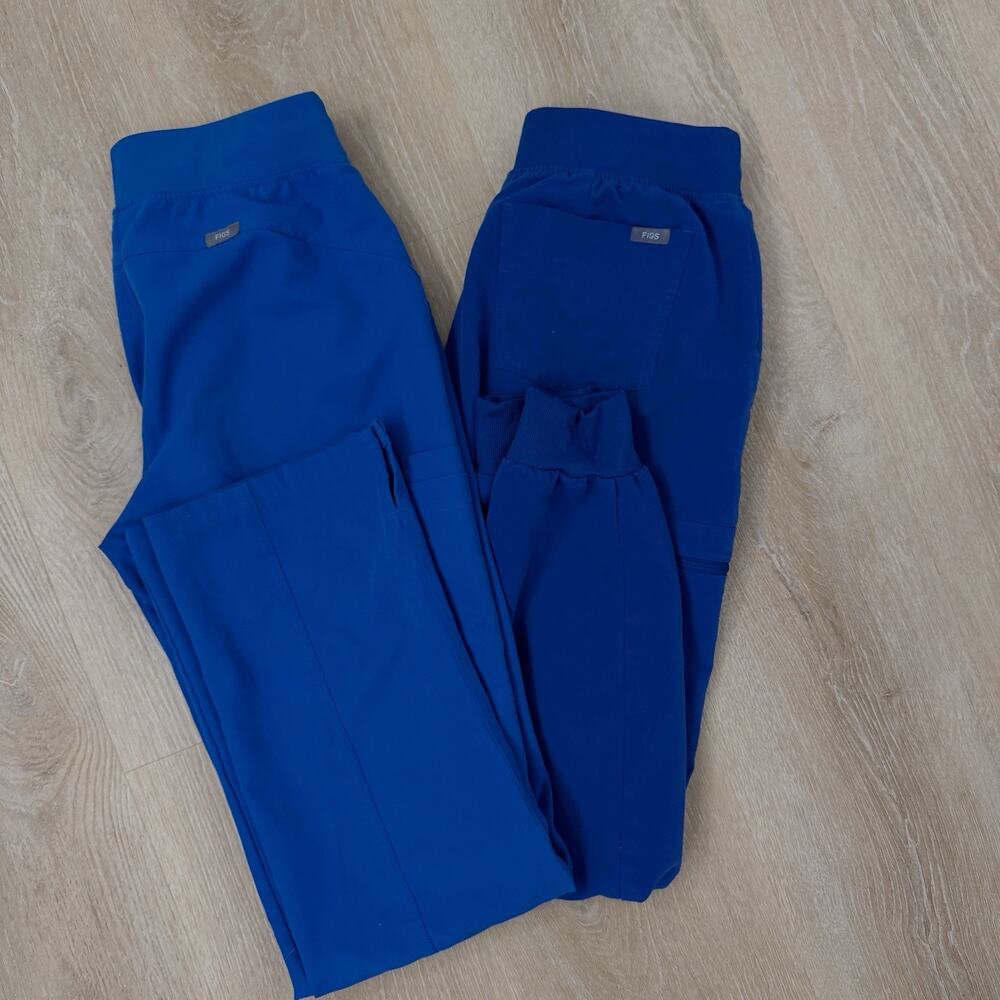 Women’s FIGS Technical Collection Lot Of Two Blue Scrub Pants Tall Small ST